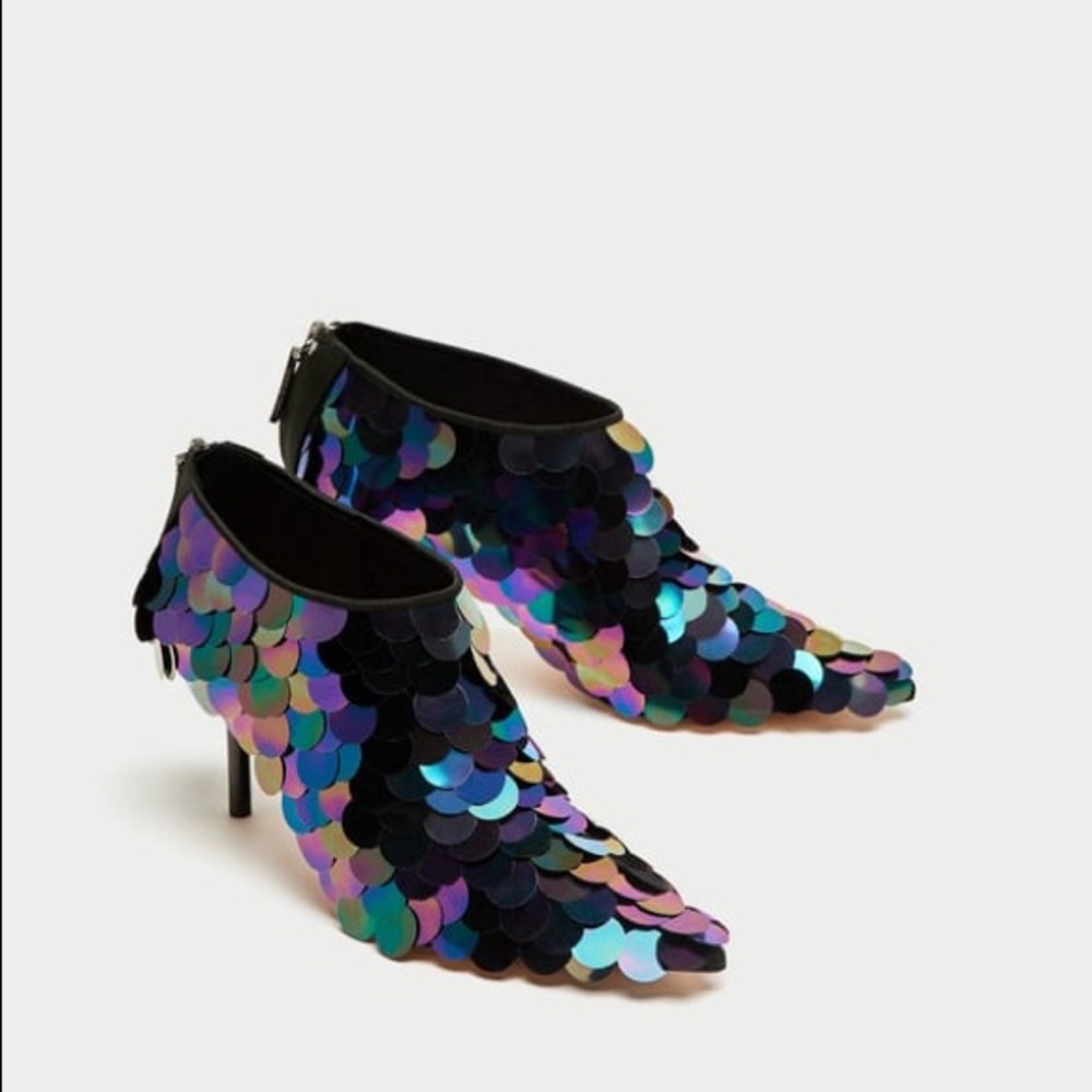 Zara Sequinned Ankle Boots